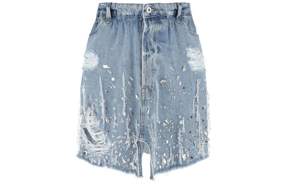 Order (W) Miu Miu SS22 做旧水钻牛仔裙 蓝色 GWD270-1Z78-F0008