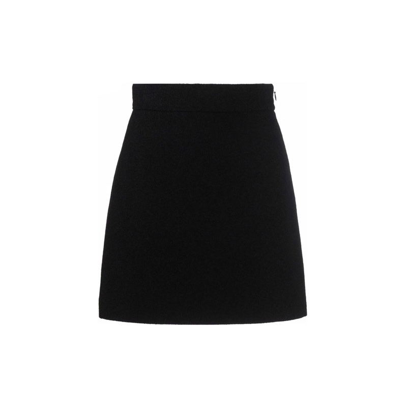 (Women) MIU MIU SS22 High-Waisted A-Line Tweed Mini Skirt Women’s Black MG172-2GWV-F0002