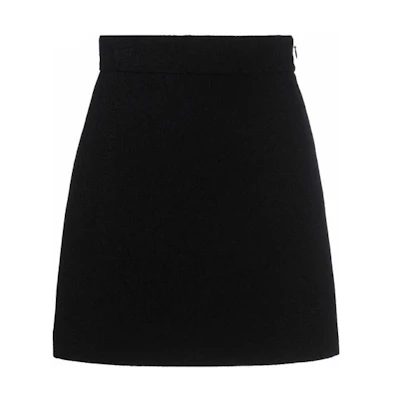 (Women) MIU MIU SS22 High-Waisted A-Line Tweed Mini Skirt Women’s Black MG172-2GWV-F0002