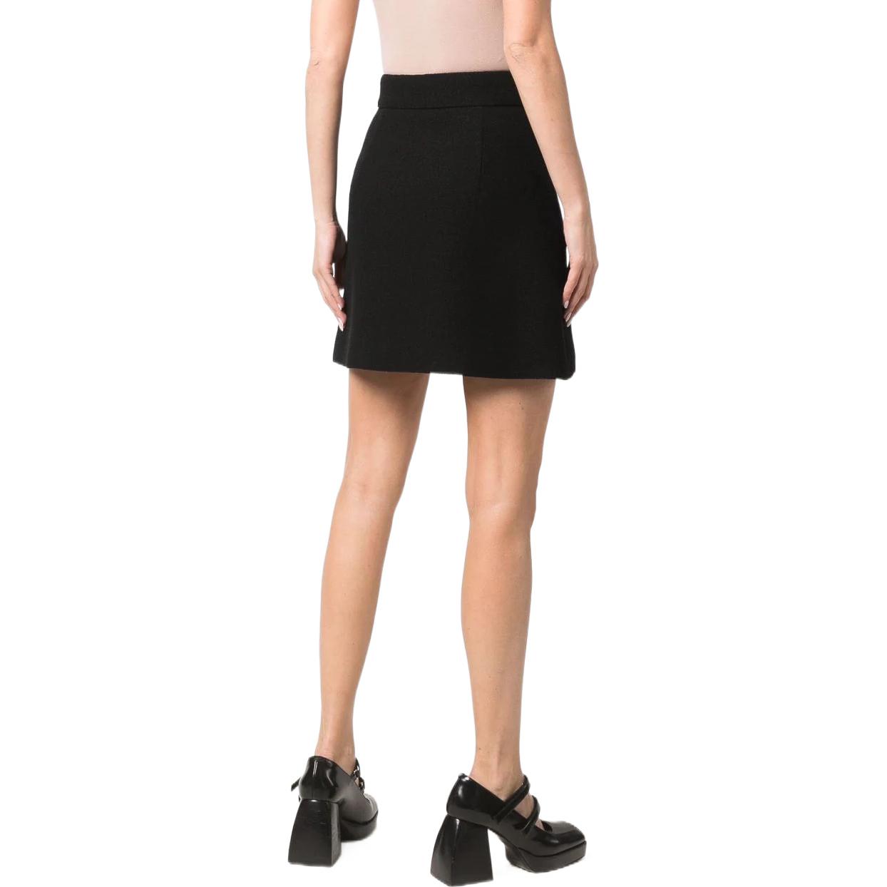 Purchase (W) ミュウミュウ SS22 ハイウエスト Aライン ツイード ミニスカート レディース ブラック MG172-2GWV-F0002