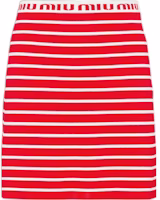 (Women) MIU MIU SS22 High-Waisted Striped Red Casual Skirt for Women. MMG376-10KN-F0976 (Women) MIU MIU SS22 High-Waisted Striped Red Casual Skirt for Women. MMG376-10KN-F0976