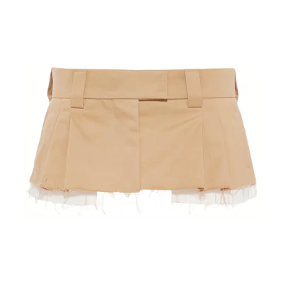 (Women) MIU MIU SS22 Khaki Twill Mini Skirt Casual Wear. MG1779-1UPX-F0065