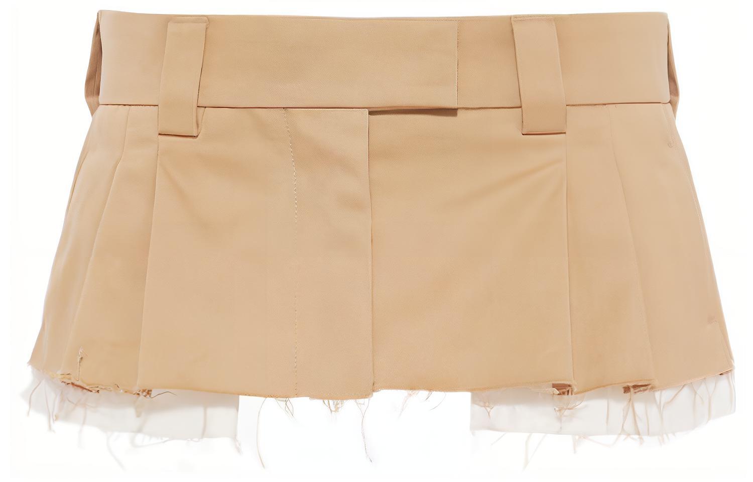 Order (W) MIU MIU SS22 卡其色斜纹迷你裙 休闲穿搭. MG1779-1UPX-F0065