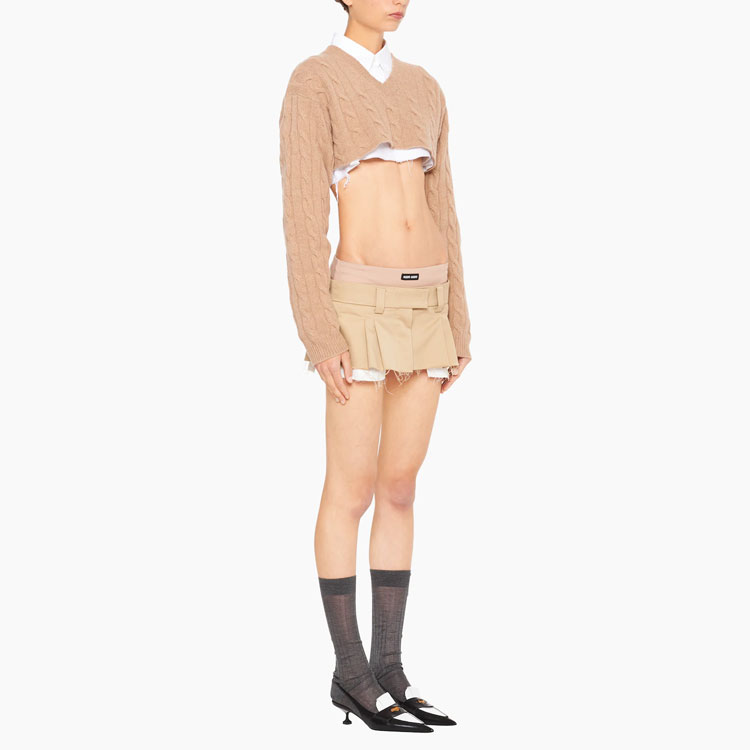 Purchase (W) MIU MIU SS22 卡其色斜纹迷你裙 休闲穿搭. MG1779-1UPX-F0065