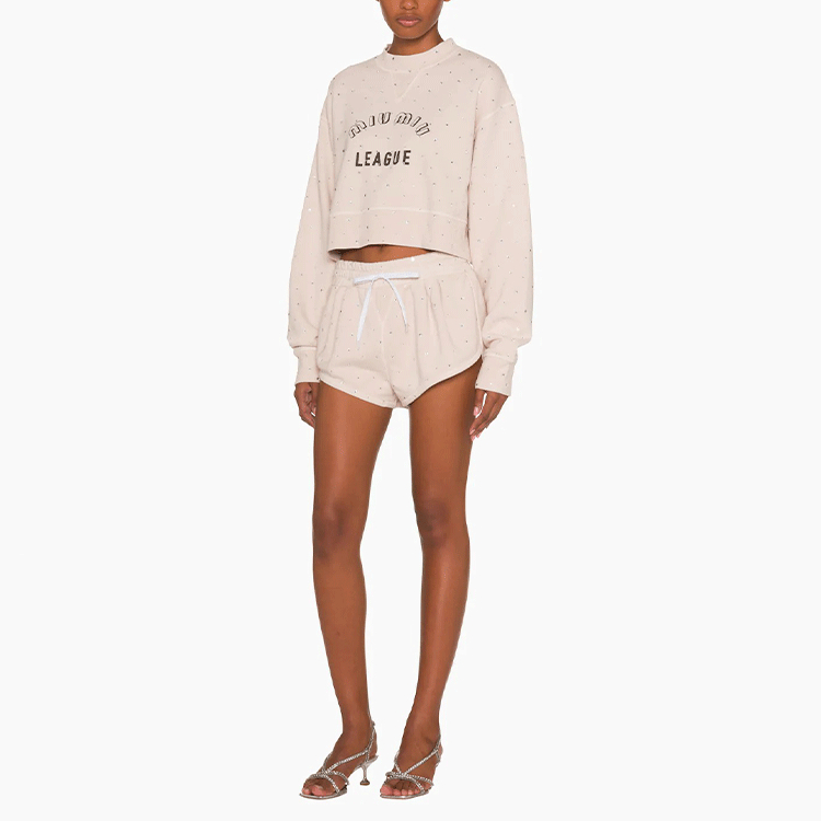 Lookbook (W) MIU MIU SS22 刺繡Logo長袖運動衫 女士米色 MJL802-1ZFR-F0036