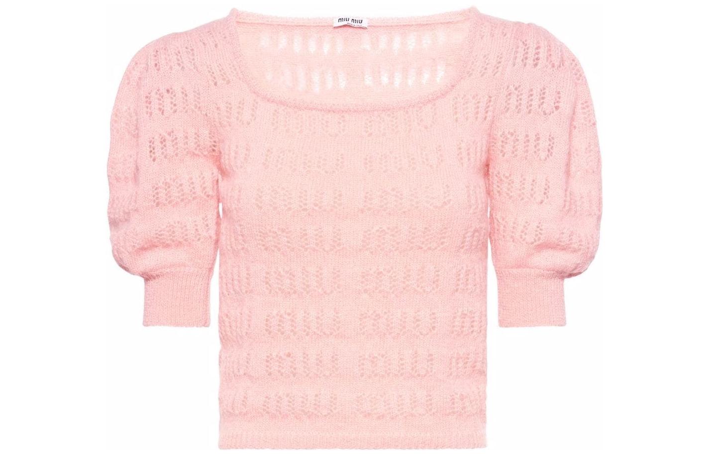 Order (W) MIU MIU 2022春夏粉色针织泡泡袖短款上衣女士款 MML540-10AD-F0236