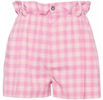 (Women) MIU MIU SS22 Pink Plaid High-Waist Paperbag Casual Shorts Women. MP1536-6J1-F0UJ2 (Women) MIU MIU SS22 Pink Plaid High-Waist Paperbag Casual Shorts Women. MP1536-6J1-F0UJ2