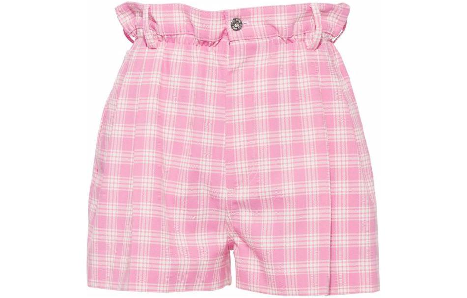 Order (W) MIU MIU SS22 Shorts Casual Mujer Rosa Cuadros Talle Alto Paperbag. MP1536-6J1-F0UJ2