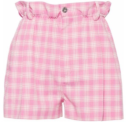 (Women) MIU MIU SS22 Pink Plaid High-Waist Paperbag Casual Shorts Women. MP1536-6J1-F0UJ2 Order (Women) MIU MIU SS22 Pink Plaid High-Waist Paperbag Casual Shorts Women. MP1536-6J1-F0UJ2