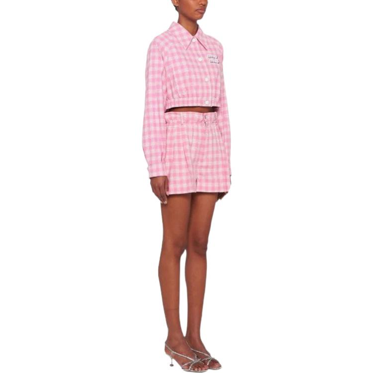 Purchase (W) MIU MIU SS22 Shorts Casual Mujer Rosa Cuadros Talle Alto Paperbag. MP1536-6J1-F0UJ2