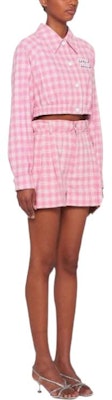 (Women) MIU MIU SS22 Pink Plaid High-Waist Paperbag Casual Shorts Women. MP1536-6J1-F0UJ2 Purchase (Women) MIU MIU SS22 Pink Plaid High-Waist Paperbag Casual Shorts Women. MP1536-6J1-F0UJ2