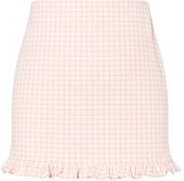 (Women) MIU MIU SS22 Pink Plaid Mid-Waist Straight Casual Skirt for Women. MG1754-1GEV-F0E18 (Women) MIU MIU SS22 Pink Plaid Mid-Waist Straight Casual Skirt for Women. MG1754-1GEV-F0E18