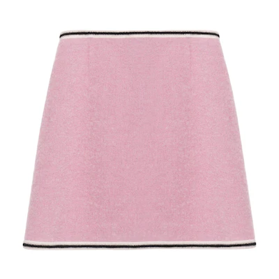 (Women) MIU MIU SS22 Pink Solid A-Line Velvet Casual Skirt for Women. MG1746-2E37