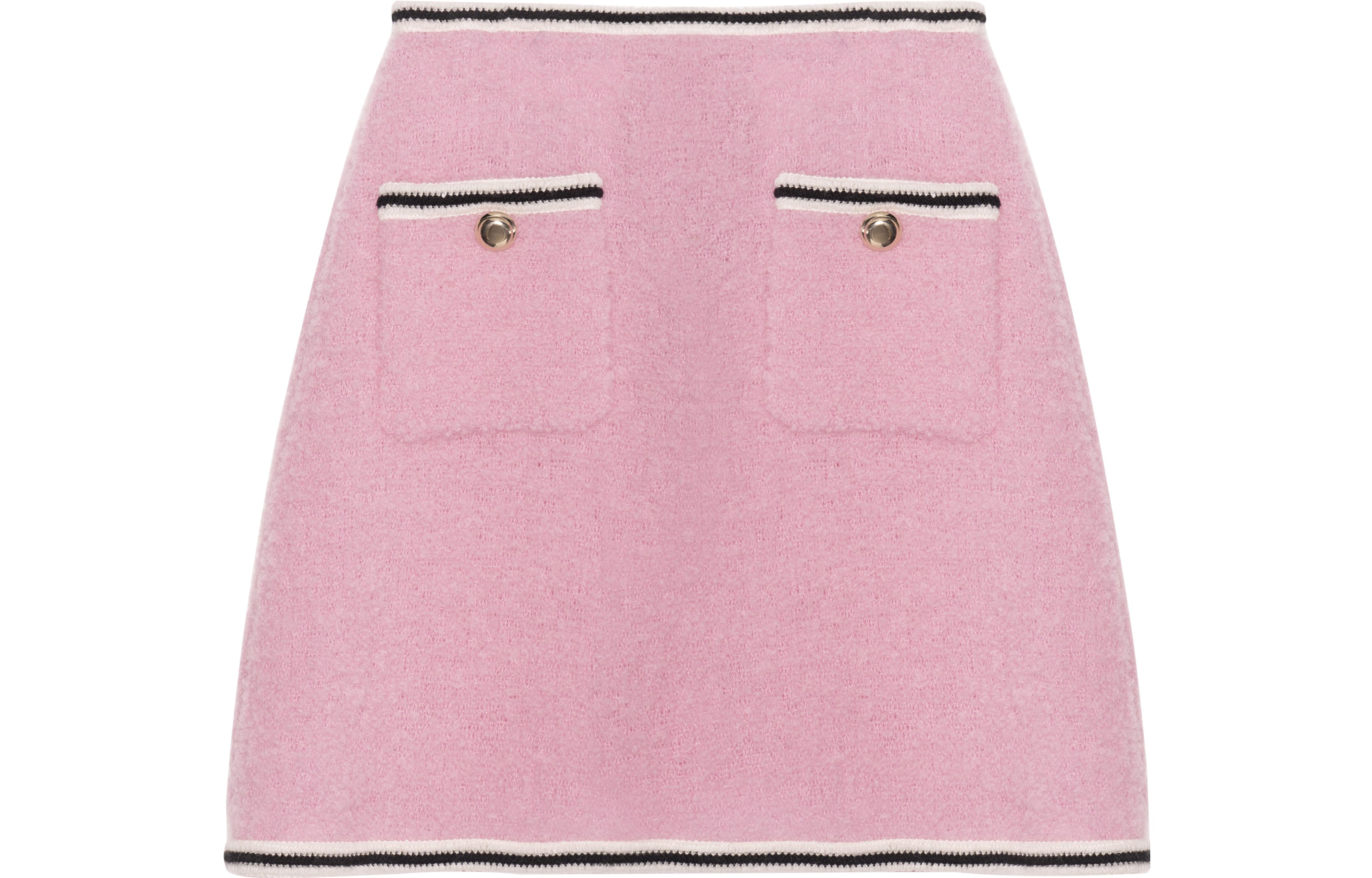 Lookbook (W) MIU MIU SS22 粉色纯色A字天鹅绒休闲半身裙女款。 MG1746-2E37