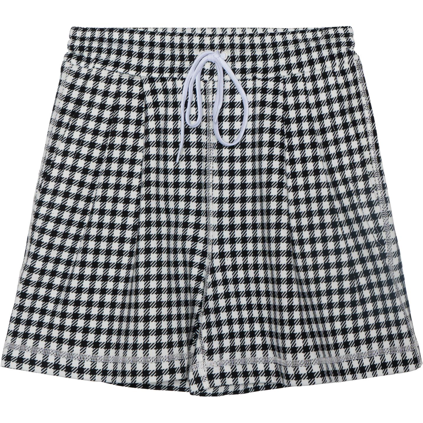 (Women) MIU MIU SS22 Plaid Lace-Up Slim Fit Casual Shorts Women Black MJP271-10OP-F0967