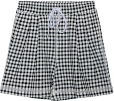 (Women) MIU MIU SS22 Plaid Lace-Up Slim Fit Casual Shorts Women Black MJP271-10OP-F0967 (Women) MIU MIU SS22 Plaid Lace-Up Slim Fit Casual Shorts Women Black MJP271-10OP-F0967