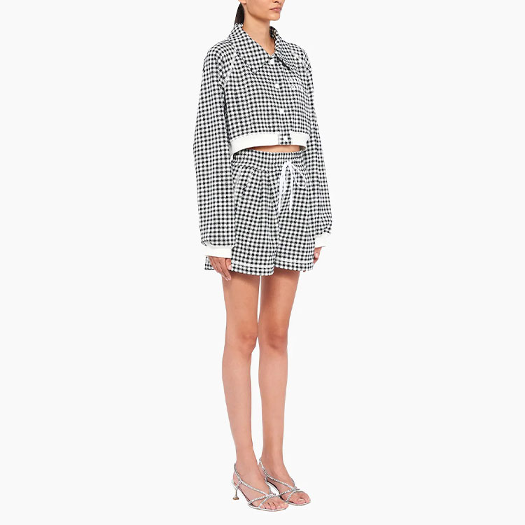 (Women) MIU MIU SS22 Plaid Lace-Up Slim Fit Casual Shorts Women Black MJP271-10OP-F0967 圖 6