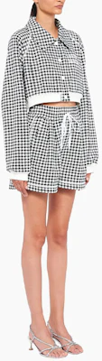 (Women) MIU MIU SS22 Plaid Lace-Up Slim Fit Casual Shorts Women Black MJP271-10OP-F0967 Details for (Women) MIU MIU SS22 Plaid Lace-Up Slim Fit Casual Shorts Women Black MJP271-10OP-F0967
