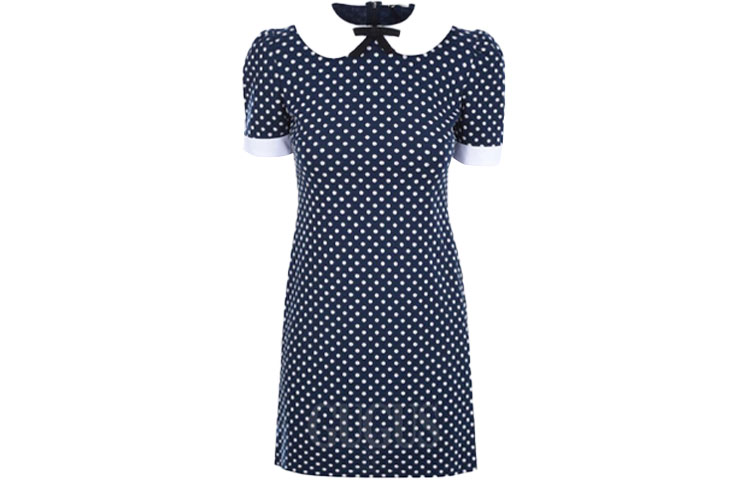 (Women) MIU MIU SS22 Polka Dot A-Line Mini Dress  Short Sleeve Blue MF4535-2AQY-F0960
