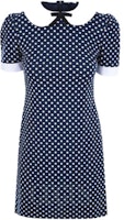 (Women) MIU MIU SS22 Polka Dot A-Line Mini Dress Short Sleeve Blue MF4535-2AQY-F0960 (Women) MIU MIU SS22 Polka Dot A-Line Mini Dress Short Sleeve Blue MF4535-2AQY-F0960