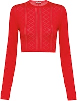 (Women) MIU MIU SS22 Red Silk-Cashmere Open-Back Long-Sleeve Sweater for Women. MML568-10Q4-F0011 (Women) MIU MIU SS22 Red Silk-Cashmere Open-Back Long-Sleeve Sweater for Women. MML568-10Q4-F0011