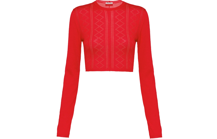 Order (W) MIU MIU 2022春夏红色丝绒开背长袖女款毛衣 MML568-10Q4-F0011