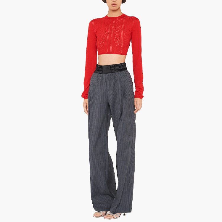 Lookbook (W) MIU MIU 2022春夏红色丝绒开背长袖女款毛衣 MML568-10Q4-F0011