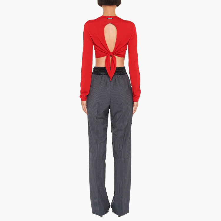 Shop (W) MIU MIU 2022春夏红色丝绒开背长袖女款毛衣 MML568-10Q4-F0011