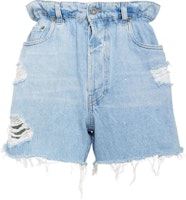 (Women) MIU MIU SS22 Ruched Distressed Denim Shorts Women’s Light Blue GWP300-10B7-F0008 (Women) MIU MIU SS22 Ruched Distressed Denim Shorts Women’s Light Blue GWP300-10B7-F0008