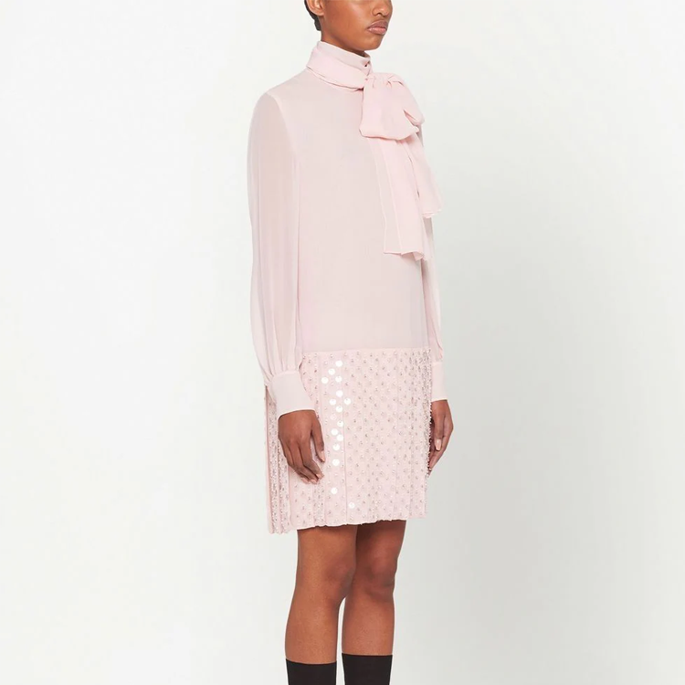 Purchase (W) MIU MIU 2022春夏系列 粉色亮片装饰长袖连衣裙 女士 MF4624-10RO-F0384