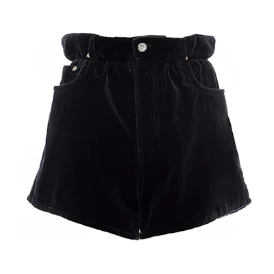 (Women) MIU MIU SS22 Solid Black Velvet Shorts MP1526-1Z36-F0002