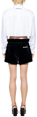 (W) MIU MIU SS22 純黑色天鵝絨短褲 MP1526-1Z36-F0002 Shop (W) MIU MIU SS22 純黑色天鵝絨短褲 MP1526-1Z36-F0002
