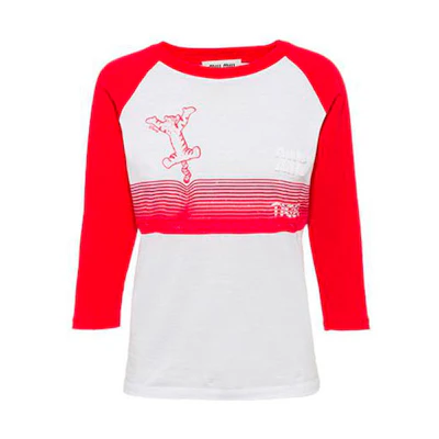 (Women) MIU MIU SS22 Tigger Graphic 3/4 Sleeve Red T-Shirt MJL857-102H-F0970