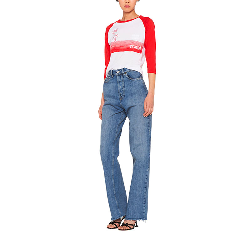 Shop (W) 미우미우 SS22 티거 그래픽 3/4 슬리브 레드 티셔츠 MJL857-102H-F0970