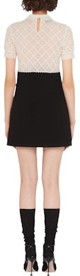 (Women) MIU MIU SS22 Vintage Lace A-Line Short-Sleeve Dress for Women Colorblock. MF4618-10BW-F0002 Lookbook (Women) MIU MIU SS22 Vintage Lace A-Line Short-Sleeve Dress for Women Colorblock. MF4618-10BW-F0002