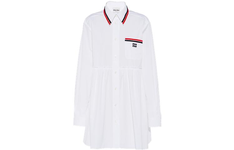 (Women) MIU MIU SS22 White Long Sleeve Button-Up Solid Color Dress MF4606-10RG-F0009 圖 2