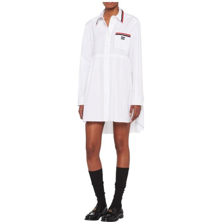 (Women) MIU MIU SS22 White Long Sleeve Button-Up Solid Color Dress MF4606-10RG-F0009 圖 3