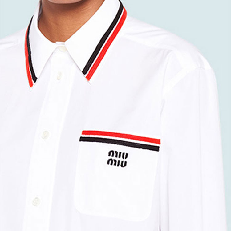 (Women) MIU MIU SS22 White Long Sleeve Button-Up Solid Color Dress MF4606-10RG-F0009 圖 6