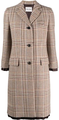 (Women) MIU MIU SS22 Women’s Beige Plaid Single-Breasted Long Sleeve Coat MS192511GUF0324 Order (Women) MIU MIU SS22 Women’s Beige Plaid Single-Breasted Long Sleeve Coat MS192511GUF0324