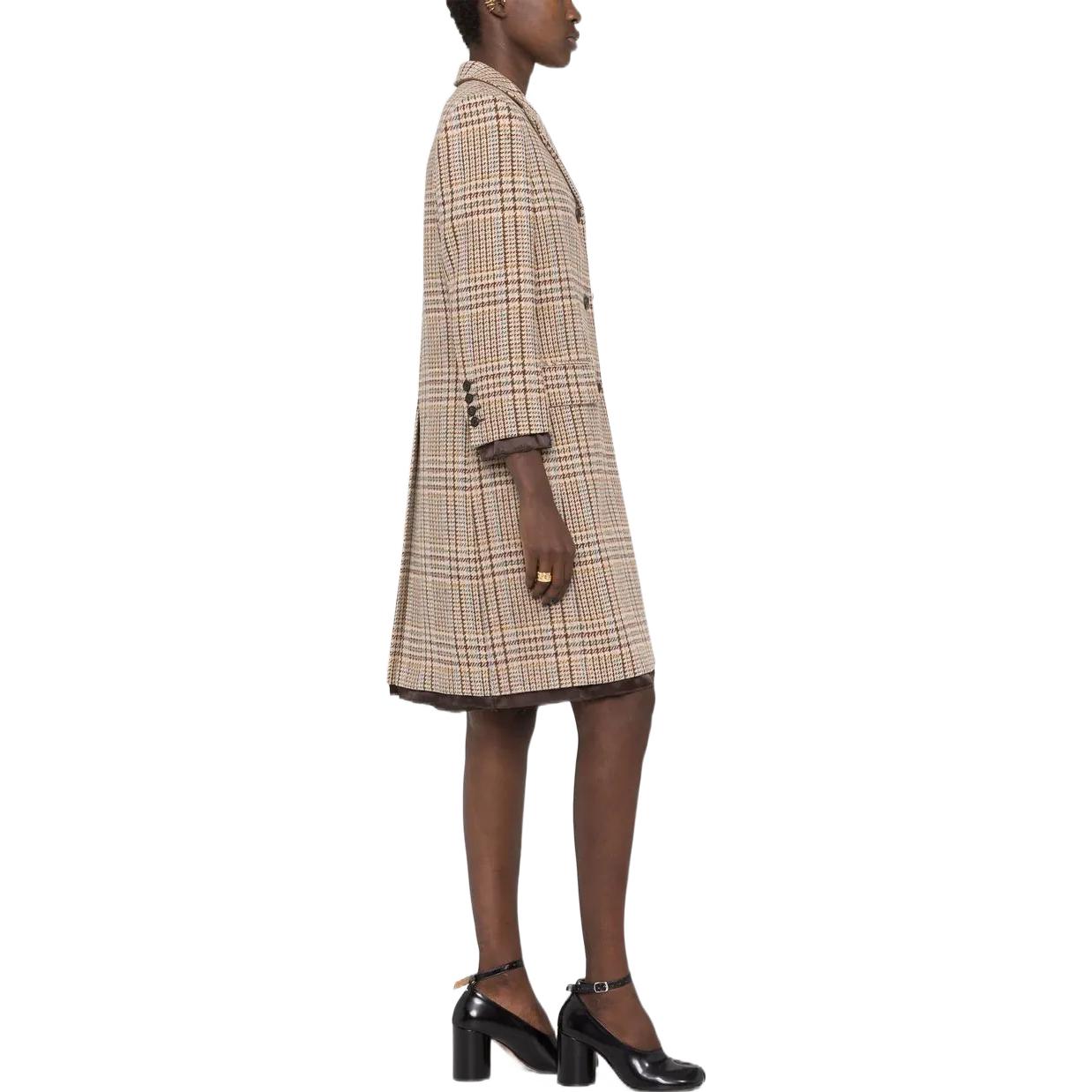 Details for (Women) MIU MIU SS22 Women’s Beige Plaid Single-Breasted Long Sleeve Coat MS192511GUF0324