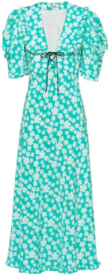 (W) MIU MIU SS22 女士蓝色花卉印花V领短袖中长连衣裙 MF4522-10MA-F0G1S Order (W) MIU MIU SS22 女士蓝色花卉印花V领短袖中长连衣裙 MF4522-10MA-F0G1S
