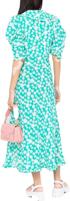 (W) MIU MIU SS22 女士蓝色花卉印花V领短袖中长连衣裙 MF4522-10MA-F0G1S Shop (W) MIU MIU SS22 女士蓝色花卉印花V领短袖中长连衣裙 MF4522-10MA-F0G1S