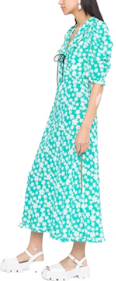 (W) MIU MIU SS22 女士蓝色花卉印花V领短袖中长连衣裙 MF4522-10MA-F0G1S Purchase (W) MIU MIU SS22 女士蓝色花卉印花V领短袖中长连衣裙 MF4522-10MA-F0G1S