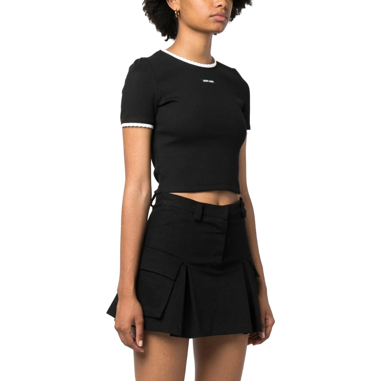 Purchase (W) MIU MIU SS23 Kaos Pendek Logo Colorblock Hitam. MJN847-12HM-F0002-S-232