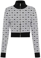 (Women) MIU MIU SS23 Black Knit Sweater with Letter Jacquard and Zip Neck. MMF718-12ZJ-F0967-S-231 (Women) MIU MIU SS23 Black Knit Sweater with Letter Jacquard and Zip Neck. MMF718-12ZJ-F0967-S-231