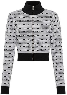 (W) MIU MIU SS23 黑色字母提花拉链领针织衫. MMF718-12ZJ-F0967-S-231 Buy (W) MIU MIU SS23 黑色字母提花拉链领针织衫. MMF718-12ZJ-F0967-S-231