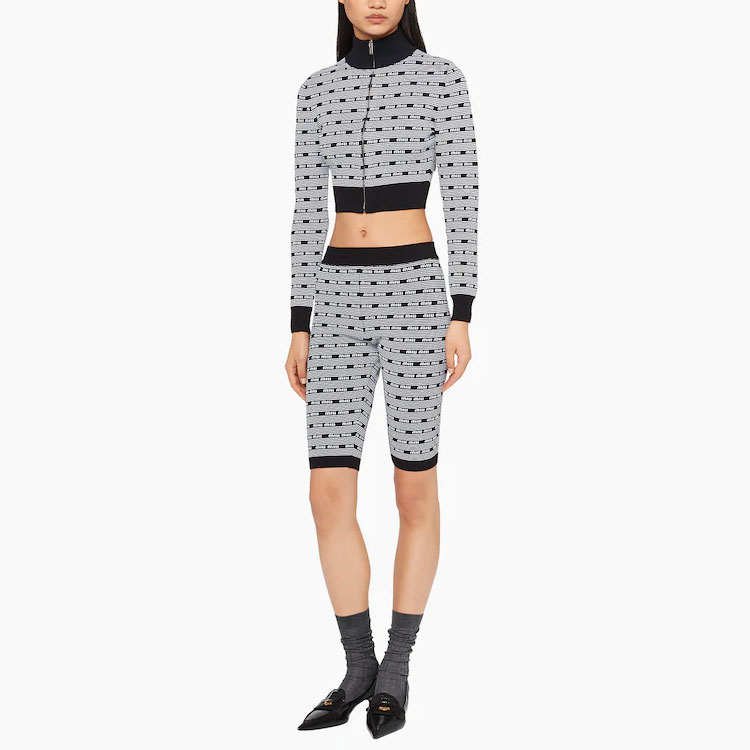 Lookbook (W) MIU MIU SS23 黑色字母提花拉链领针织衫. MMF718-12ZJ-F0967-S-231