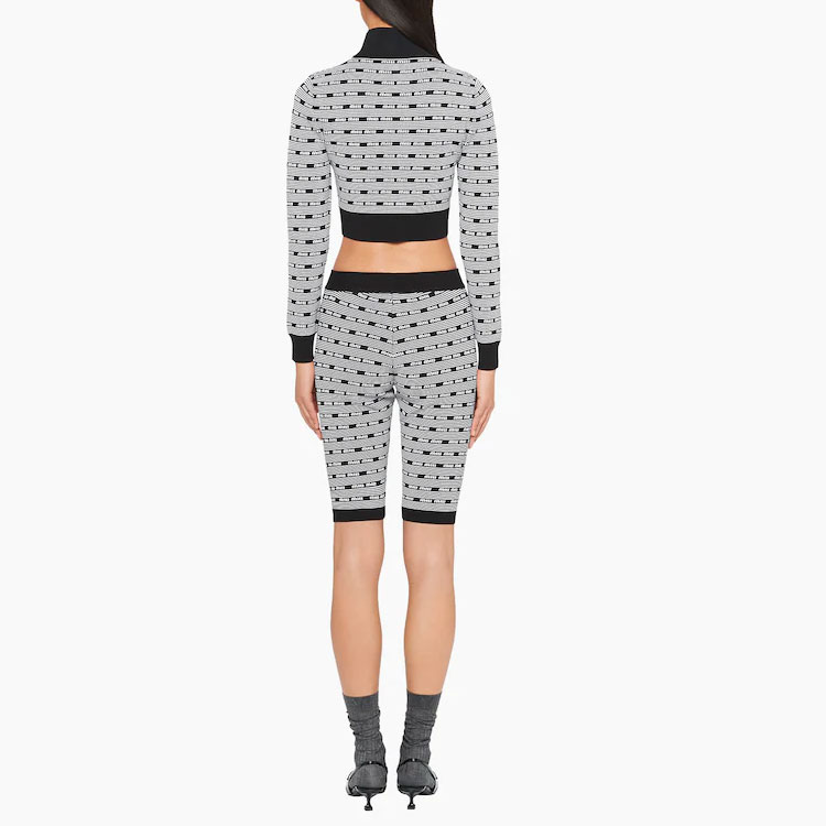 Shop (W) MIU MIU SS23 黑色字母提花拉链领针织衫. MMF718-12ZJ-F0967-S-231