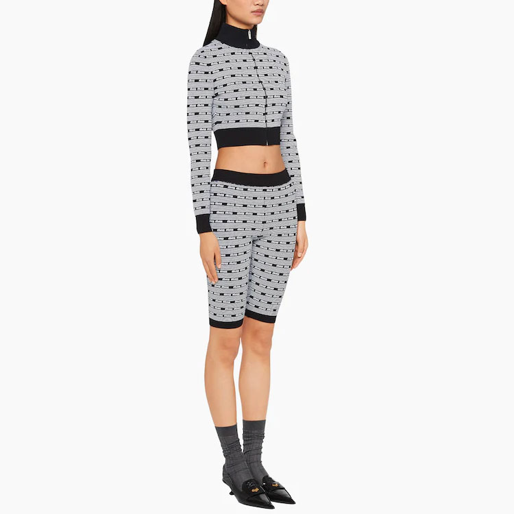 Purchase (W) MIU MIU SS23 黑色字母提花拉链领针织衫. MMF718-12ZJ-F0967-S-231