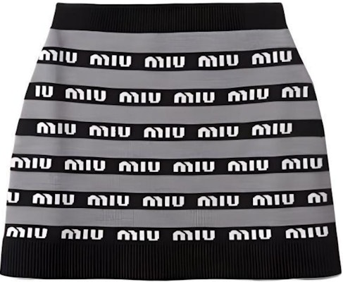 (W) MIU MIU 2023春夏黑色标志印花拼色休闲半身裙。 MMG458-1V8X-F0002-S-232 Order (W) MIU MIU 2023春夏黑色标志印花拼色休闲半身裙。 MMG458-1V8X-F0002-S-232